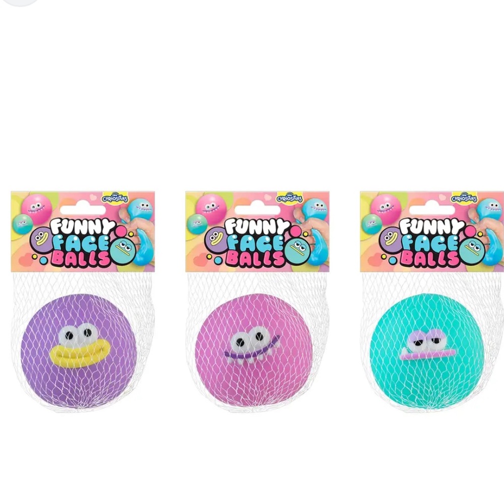Squishy Ball Toy Squeeze Fidget Funny Face Ball New Curiosities NWT Set of 3